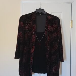 Black and Red Velvet Cardigan